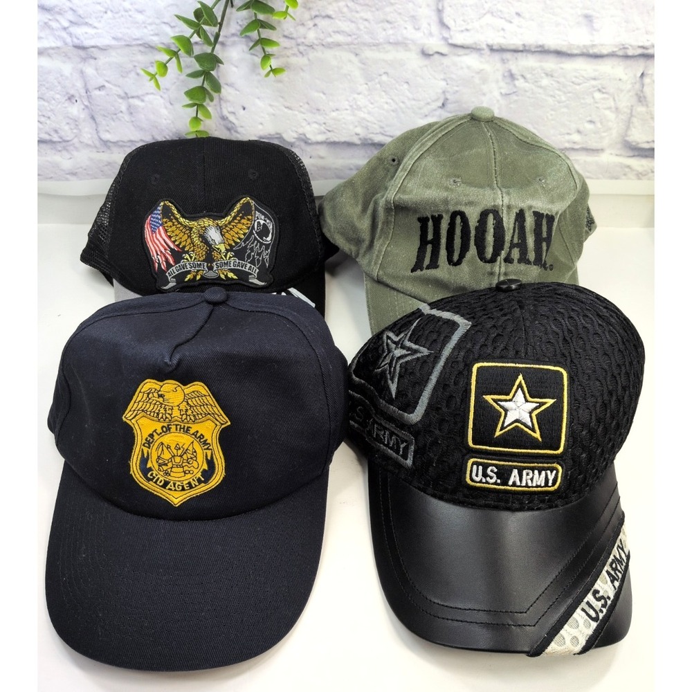 LOT 4🇺🇸US Military Baseball Caps Hats Army Patriotic America ArmedForces Hooah